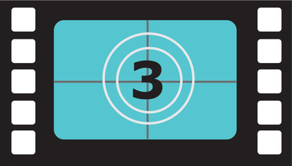 Vintage Film Countdown Retro Movie Reel with Number Three