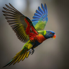 Rainbow lorikeet parrot flying wildlife photography colorful bird in flight wings