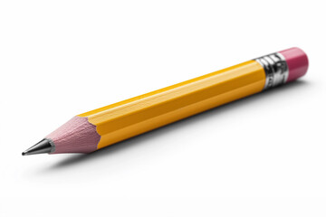 A perfectly sharpened yellow pencil is isolated, showcasing its clean, new appearance.