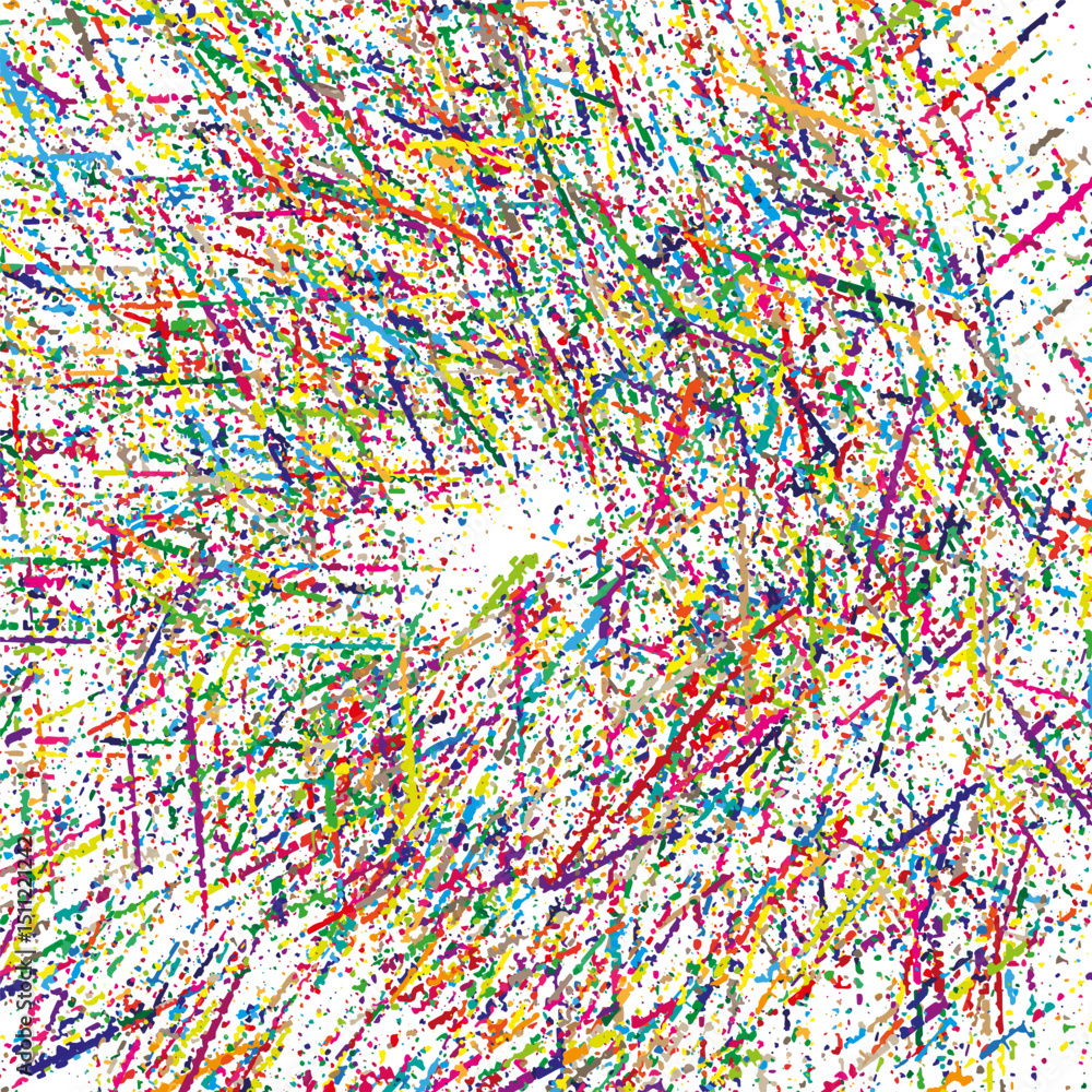 Poster Colorful paint splashes. Abstract brush pattern. Dynamic vector background. Chaotic stroke texture.