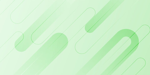 White abstract wide banner background with green geometric shapes. Minimal geometric. Modern futuristic concept. Suit for cover, header, business, presentation, vector etc