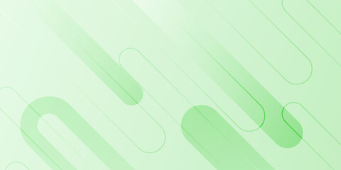 White abstract wide banner background with green geometric shapes. Minimal geometric. Modern futuristic concept. Suit for cover, header, business, presentation, vector etc