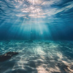 Sunlight beams through underwater depths