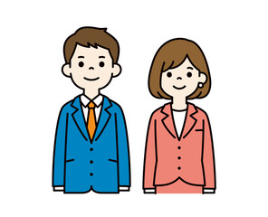 ビジネスマンのシンプルなベクターイラスト素材＿男女セット＿カラー