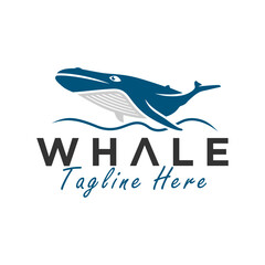giant whale illustration logo