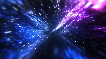 Fototapeta premium Abstract digital art with vibrant glowing lines and particles.