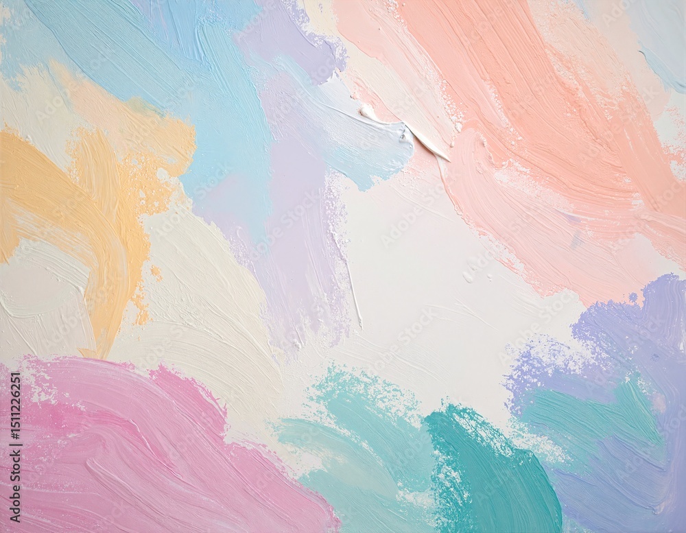 Poster a vibrant mural featuring an explosion of colorful paint splashes and abstract shapes on a textured 