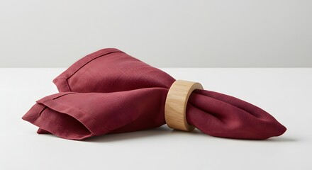 Elegant Burgundy Linen Napkin Set Wooden Ring Home Décor Perfect Touch For Gatherings