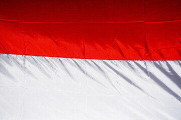 The Indonesian flag, red above and white below, red means blood and white means bone, red means...