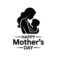 Flat Vector Illustration of a Loving Mother Hugging Her Baby – Minimal Cartoon Style Family Moment, Perfect for Mother’s Day, Parenting Concepts, T-Shirt Prints, and Emotional Design Themes