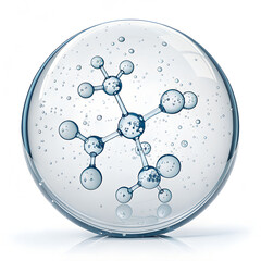 Transparent Sphere with Molecular Structure and Liquid Bubbles – Scientific Visualization
