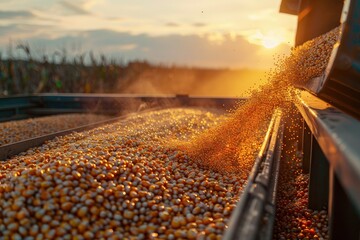 Premium Quality Image of Unloading Freshly Harvested Crops Into a Trailer