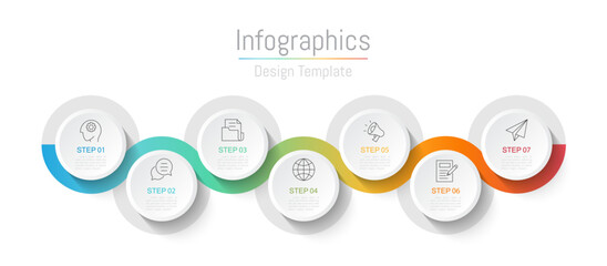 Infographic 7 options design elements for your business data. Vector Illustration.