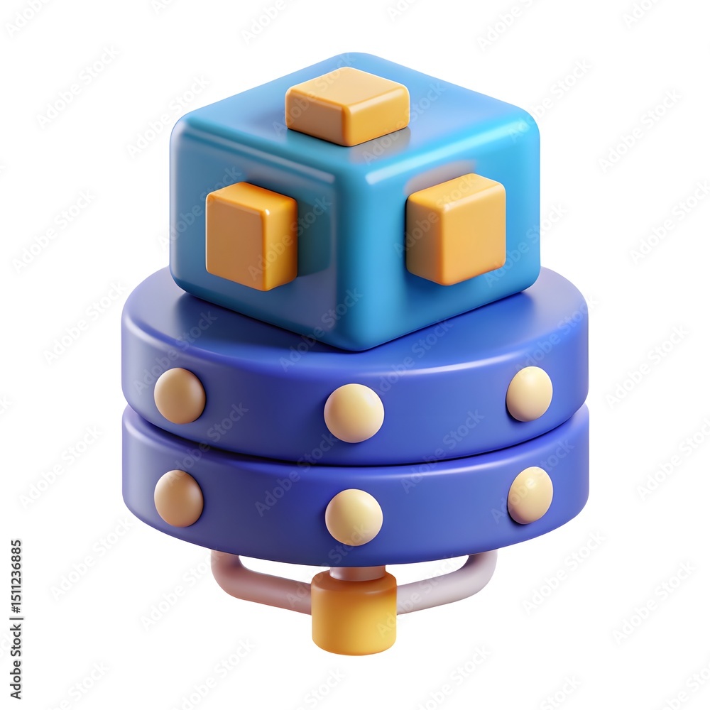 Aufkleber 3d render of abstract colorful server icon modern, playful data center visualization