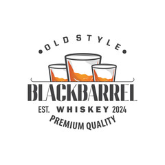 simple minimalist whiskey logo design, bourbon drink design old retro vintage ornament illustration symbol brand product template, business, bar, cafe, restaurant