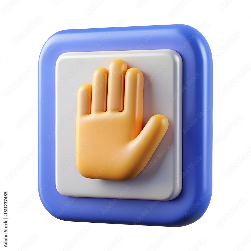 Fototapete 3d render of a hand icon on a square touchscreen button a digital representation of touch interactio