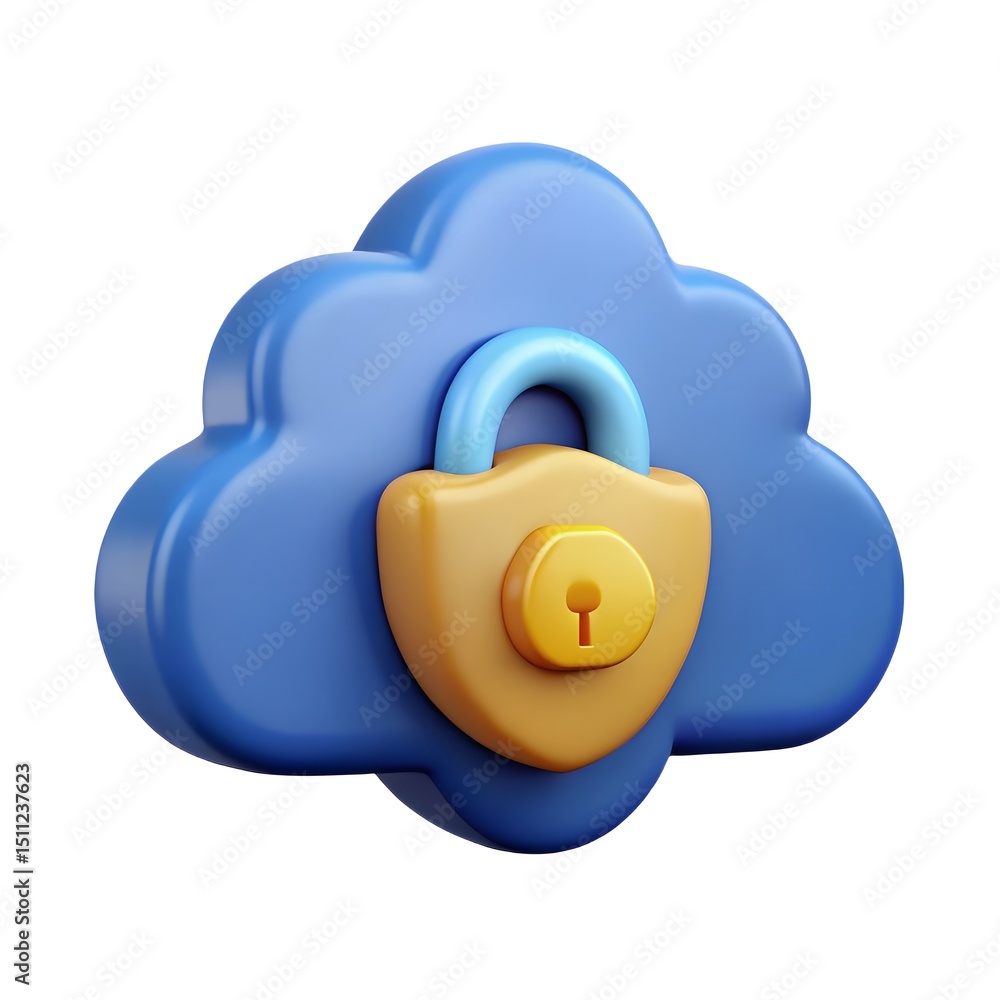 Aufkleber secure cloud data protection 3d icon of cloud with padlock for enhanced online security