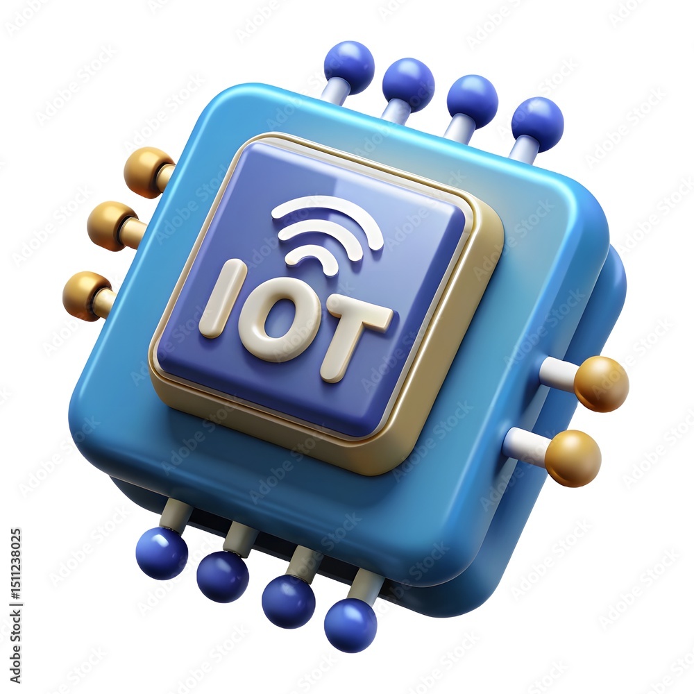 Poster 3d render of internet of things (iot) chip connecting devices and transforming technology