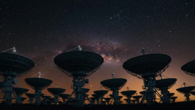 Radio telescope array searching for extraterrestrial life form 4k video