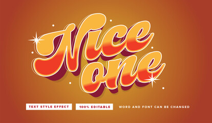 Text effect editable vector graphic of Nice one, perfect for perfect for movie title, festival poster title, poster, etc.