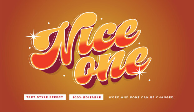 Text effect editable vector graphic of Nice one, perfect for perfect for movie title, festival poster title, poster, etc.