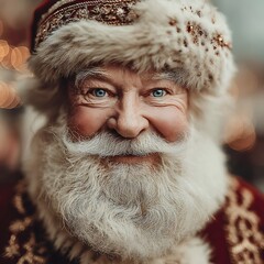 Smiling Santa Closeup Portrait.