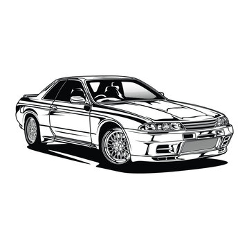 black and white skyline r32
