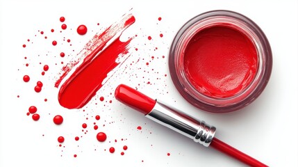 Red nail polish is on a white background.