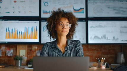 Young Professional Analyzing Data from Social Media Metrics