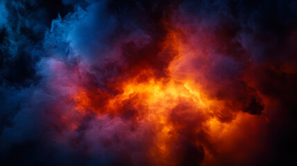 Fototapeta premium Dramatic smoke and fog in contrasting vivid red, blue, and purple colors