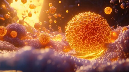 Microscopic View of Cellular Structures with Illuminated Spheres and Bubbles