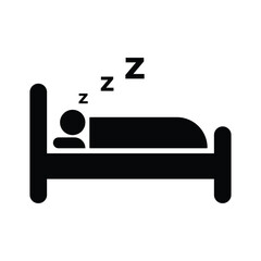 Sleeping on bed icon, Hotel and motel sign isolated on white background