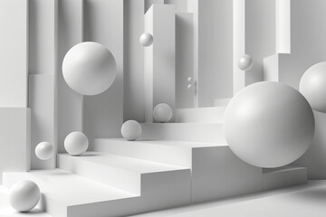 Geometric Floating Spheres 3D Composition
