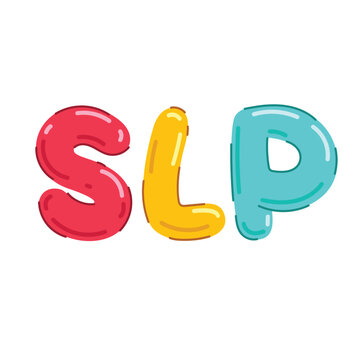 SLP word lettering vector illustration, slp clip art, colorful SLP text clip art, isolated on white background