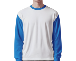 Blue Long Sleeve White T-Shirt Mockup Premium Quality Apparel Design Template for Your Branding and Visual Mockup Presentation