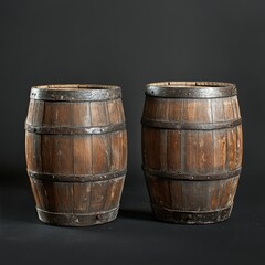 Obraz premium Pair of antique wooden barrels