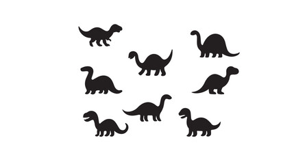 Adorable dinosaur silhouettes collection cute prehistoric animals