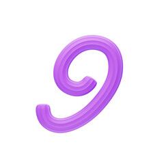 3D Number 9 Shape  Creamy Text