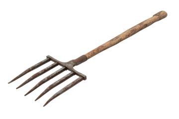 gardening tools, pitchfork on transparent background