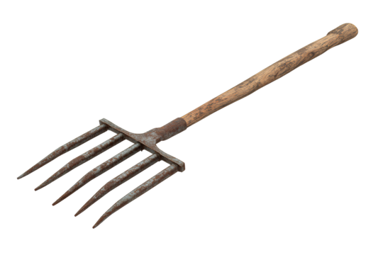 gardening tools, pitchfork on transparent background
