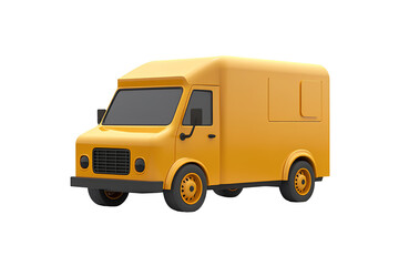 Yellow truck on transparent background. 3d rendering. 