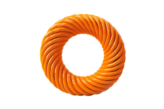 3d rendering of a strong rope coil on transparent background