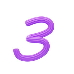 3D Number 3 Shape Creamy Text