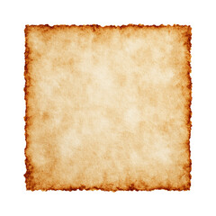 Aged paper with burnt edges and textured surface, evoking vintage and rustic feel for creative projects or stationery use on transparent background
