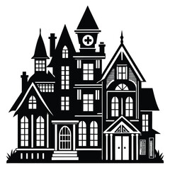 Obraz premium Cottages Houses Silhouette Vector Art