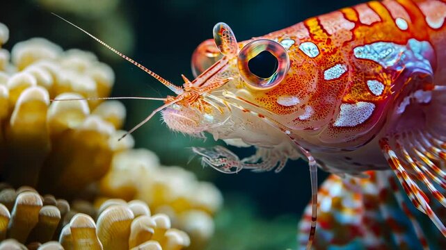 small shrimp on coral reef