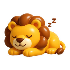 Obraz premium PNG Cute sleeping lion illustration.