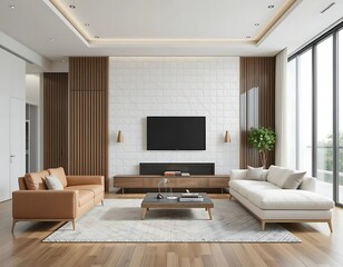 Inviting living room showcasing modern design with minimalist elegance