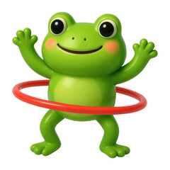 Naklejka premium PNG Playful frog hula hooping joyfully.