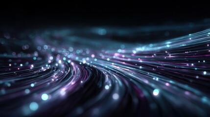 Glowing Fiber Optic Cables with Bokeh Effects